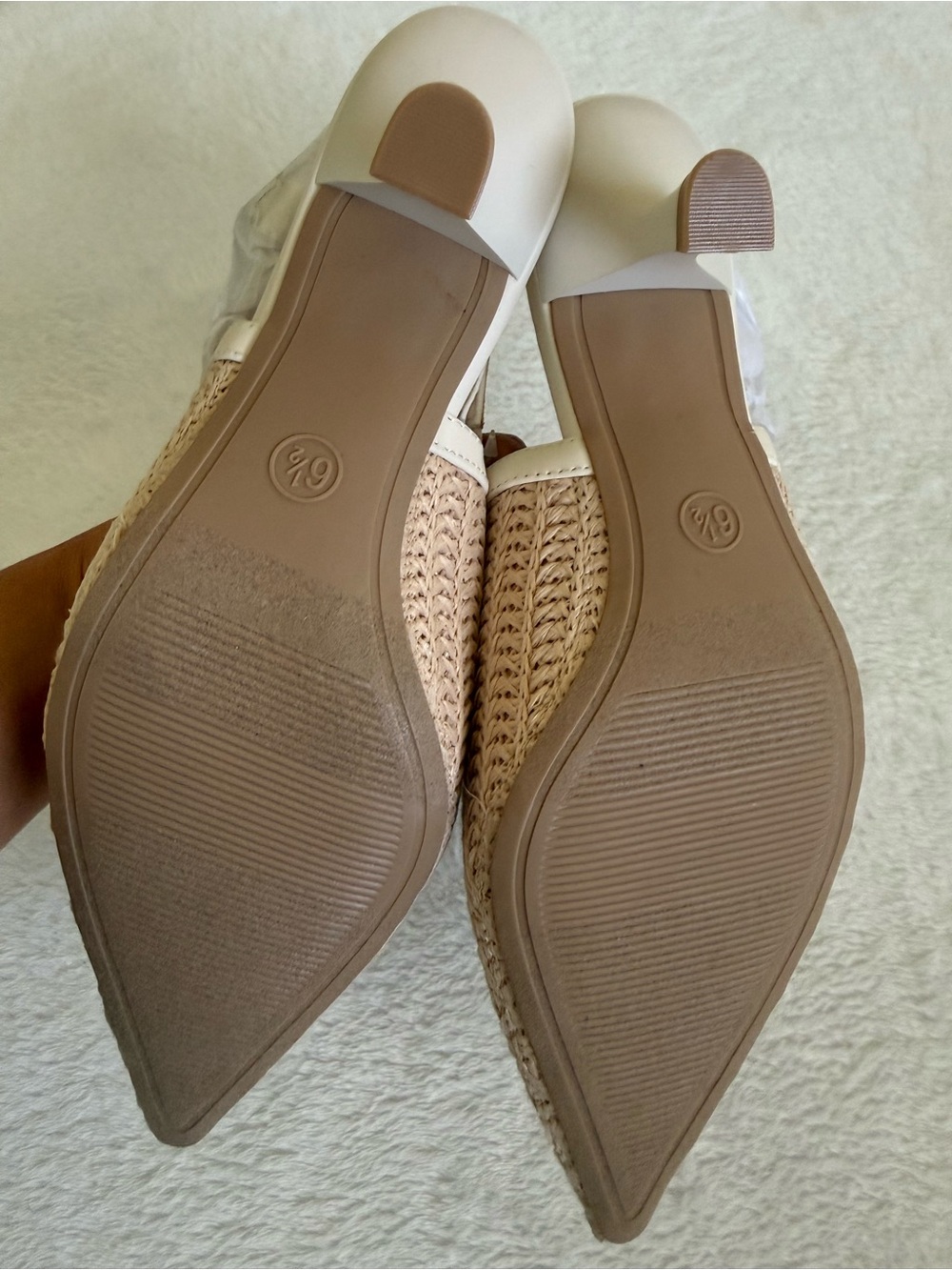 NWT A New Day Milan Raffia Slingback Heels Beige Cream Size 6.5 - Picture 4 of 7